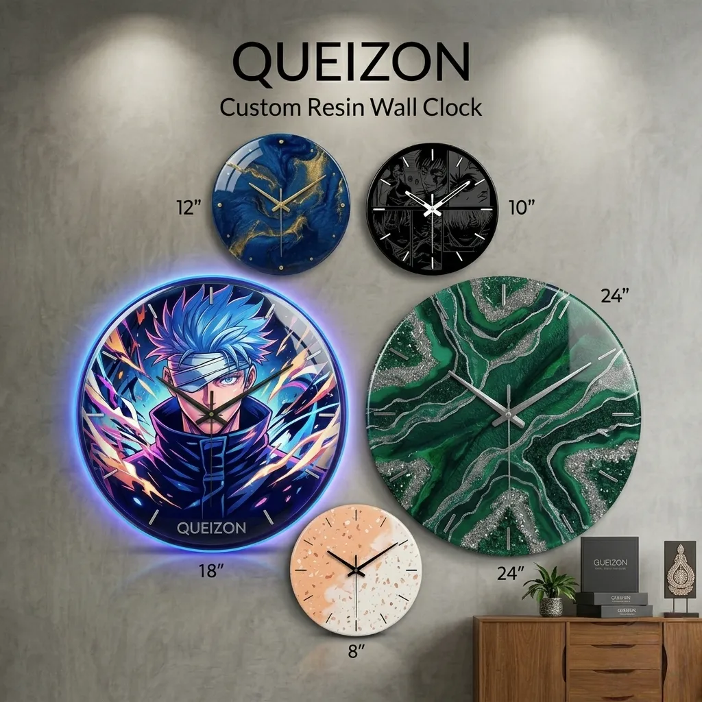 Custom Resin Wall Clock (8 Inch, Warm White)